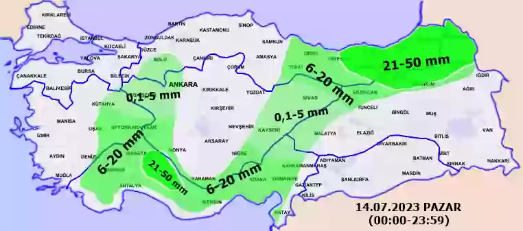 Bugünün yağış haritası
