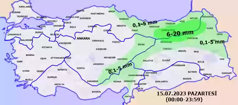 Yarınki yağış haritası